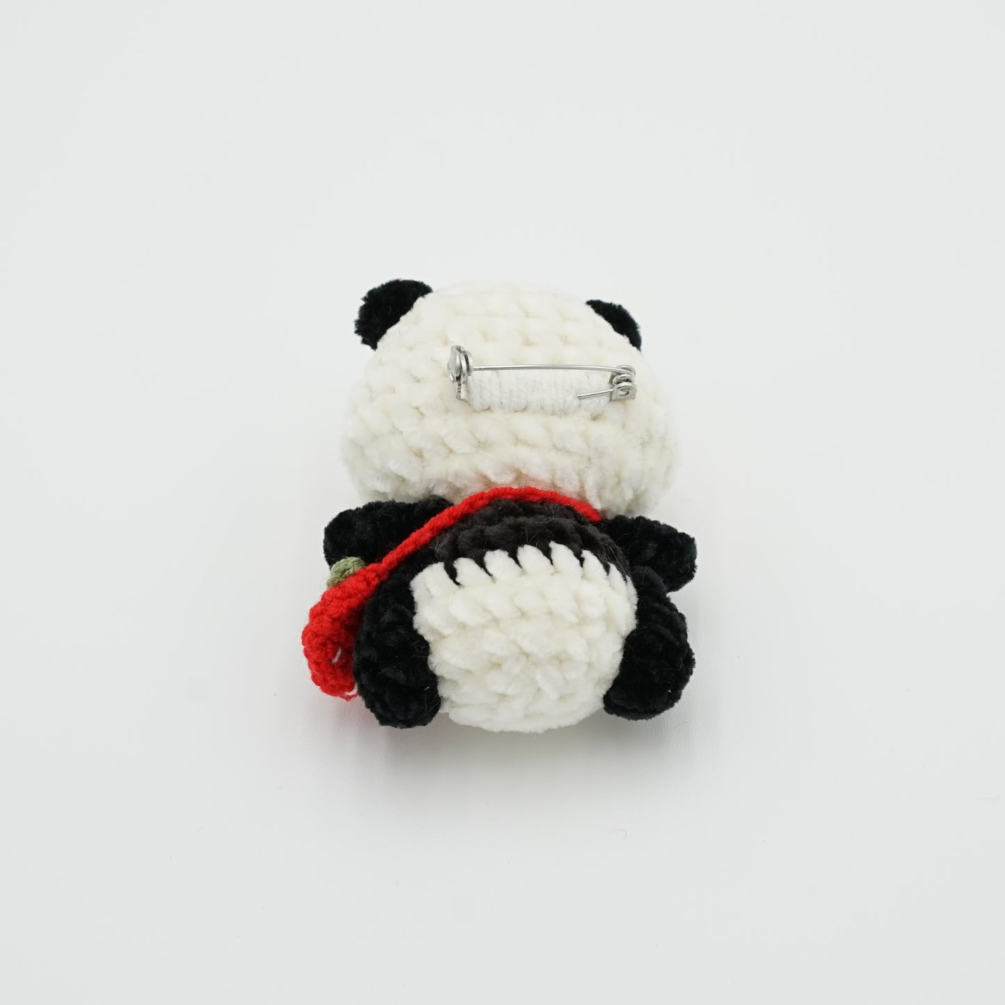 Handmade Crochet Panda with Haning Rope or Panda Pin, Hand-Knitted with Cotton Yarn