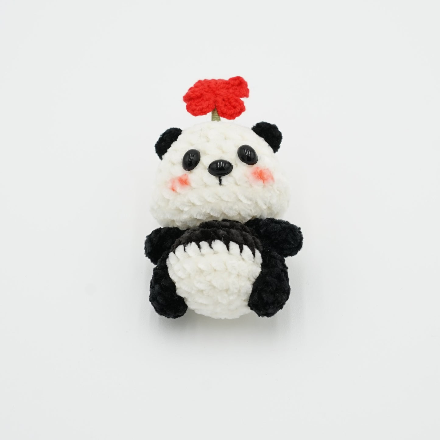 Handmade Crochet Panda with Haning Rope or Panda Pin, Hand-Knitted with Cotton Yarn