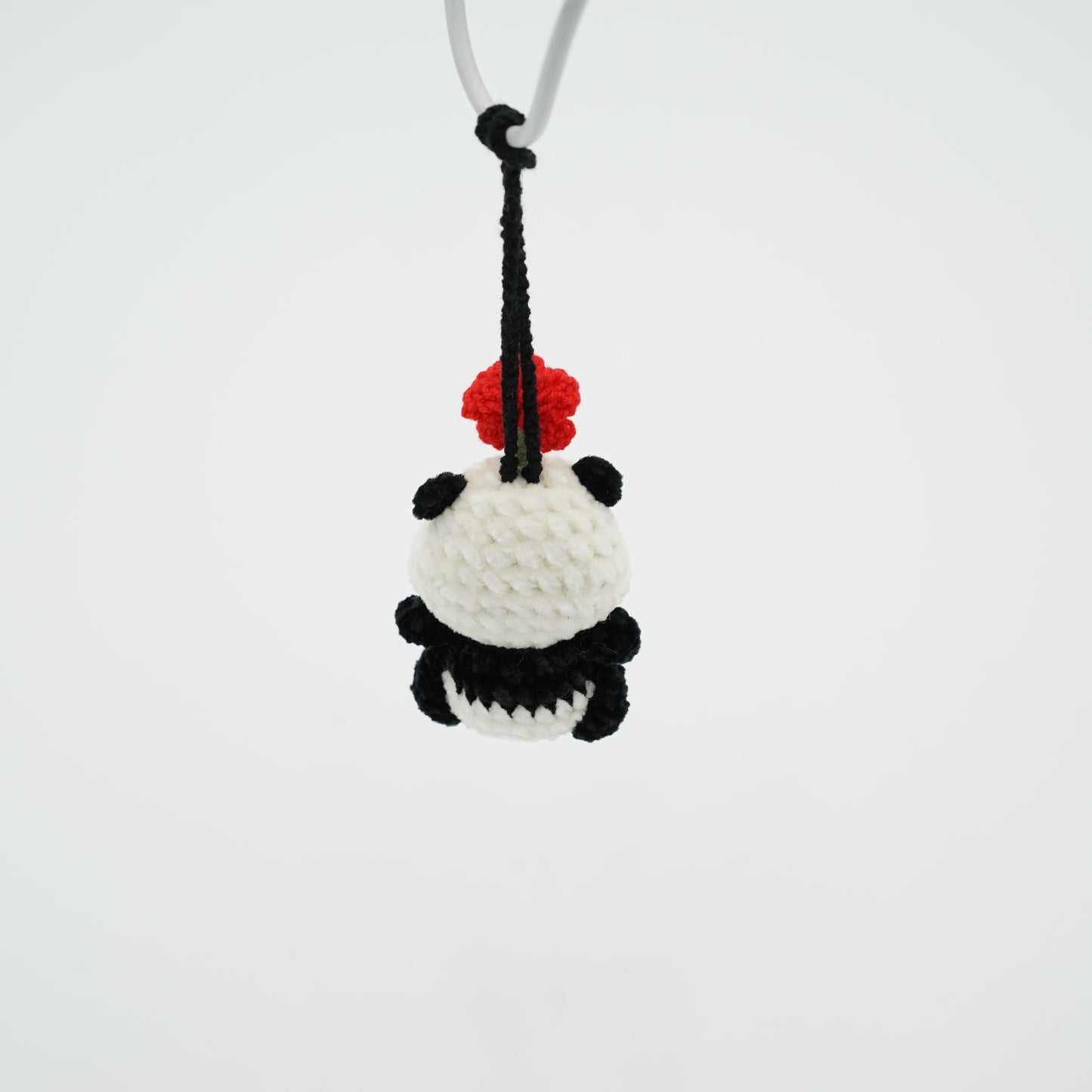 Handmade Crochet Panda with Haning Rope or Panda Pin, Hand-Knitted with Cotton Yarn