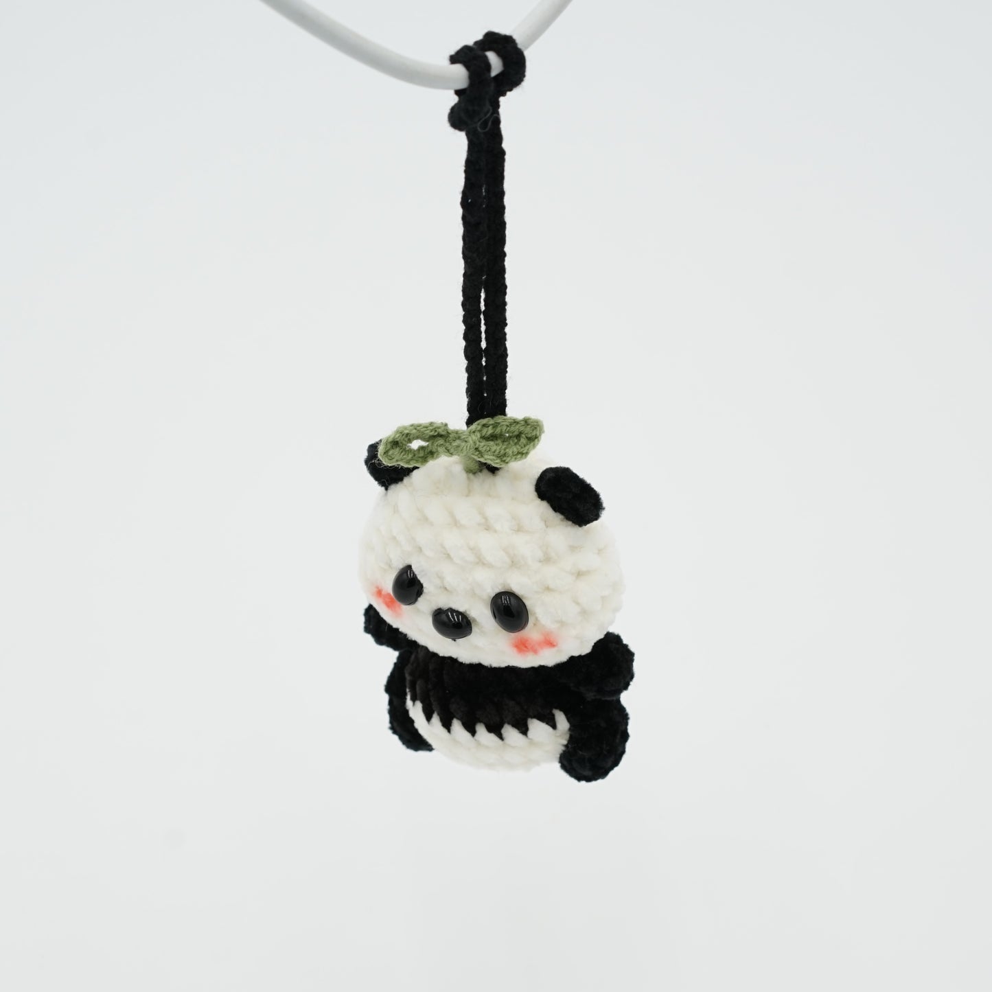 Handmade Crochet Panda with Haning Rope or Panda Pin, Hand-Knitted with Cotton Yarn