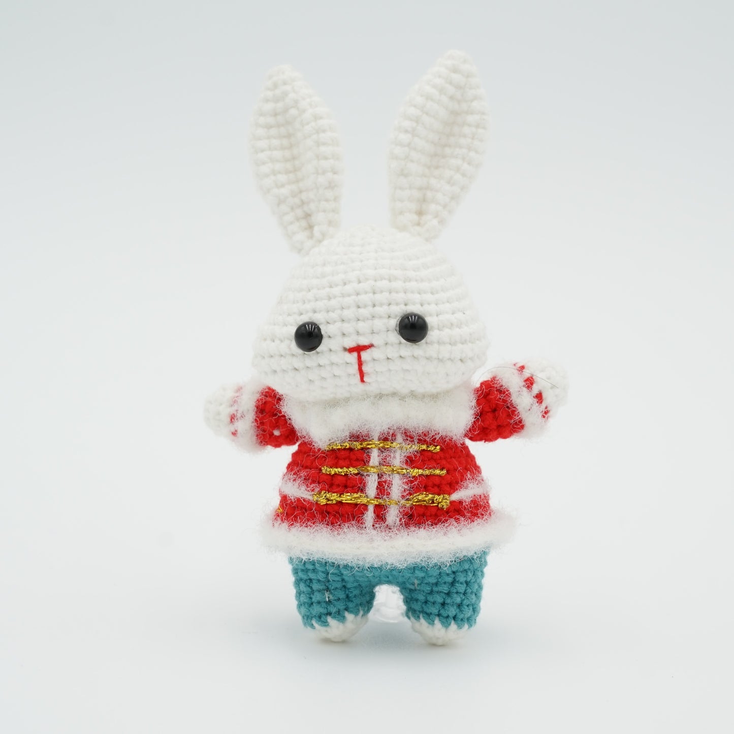 Handmade Crochet New Year Bunny, Hand-Knitted with Cotton Yarn